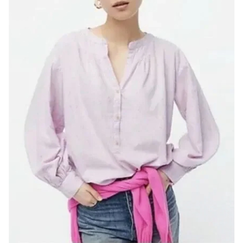 J.Crew Open V-neck‎ Long Sleeve Donegal Flannel Shirt in Speckled Pink, Small